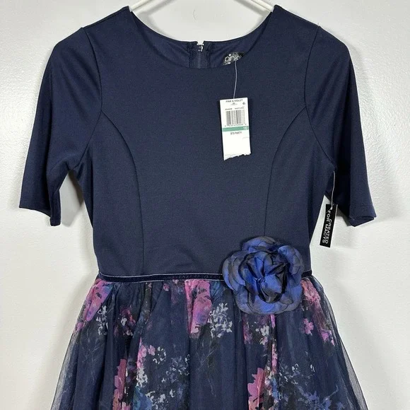 Pink & Violet Dress Girls Size 16 Blue Floral Ballerina Party Wedding NEW - Picture 2 of 10